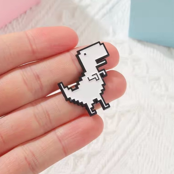 Pixel T-Rex Enamel Pin – Funny Geek Dinosaur Brooch - Picture 3 of 7